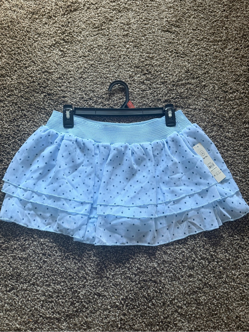 No Boundaries Light Blue Polka Dot Ruffled Mini Skirt